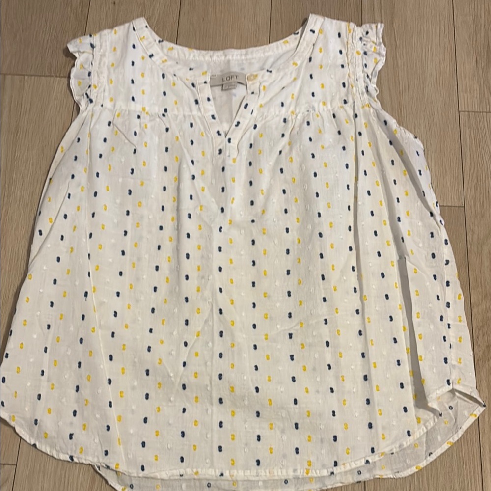 LOFT White Polka Dot Women's Top